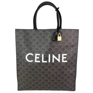 Pre-owned Celine Canvas Tote Bags Triomphe Vertical Cabas Black Monogram Tote
