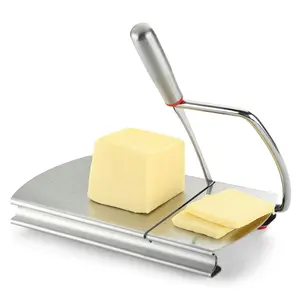 Stainless Steel Cheese Slicer Cutter Board with Real Blade – Precision Grid, Non-Slip Feet – Slice Block Cheese, Butter, Veggies & Bread Effortlessly