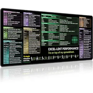 Excel Cheat Sheet Desk pad|excel Mouse pad|Contains Excel Shortcut Keys,Lager Mouse pad for Desk| XL（31.5 * 11.8in） Size|Desk mat for Keyboard and Mouse|Mouse Pads|Waterproof、Anti-Slip、Smooth