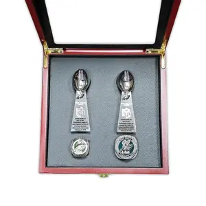 American Football Ring Replica, Super Bowl Gift Box, High-Quality Trophy Replica, Elegant Desk Decor, Sports Enthusiast Gift, Fan Collection Gift