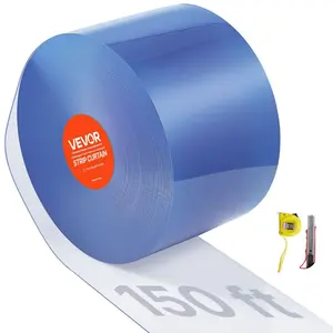 VEVOR Clear PVC Strip Curtain, 150 ft Lengthx 8 in Width, Plastic Door Strip Bulk Roll, Walk in Freezer Cooler Curtain Strips for Doorways of Supermarket, Garage, Warehouse, Barn, Pet Animal House