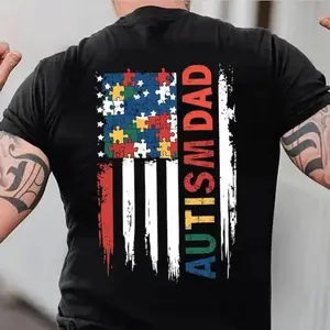 Autism Dad American Flag Shirt Autism Awareness Gift Autism Warrior Shirt Fathers Day Tee Gift For Dad 4th Of July Shirt