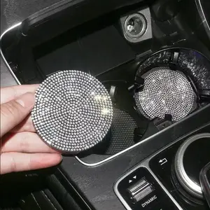 2pcs Car Cup Holder Coasters, Creative Cute Design, Anti-Slip Shockproof, Diamond Storage Tray Pad, Fits Most Vehicles