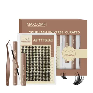 MaxComfi Cluster Lashes, Fluffy Volume Individual Eyelashes with Spikes, Perfect Density for DIY At-Home Lash Extensions, Fluffy Lash Clusters