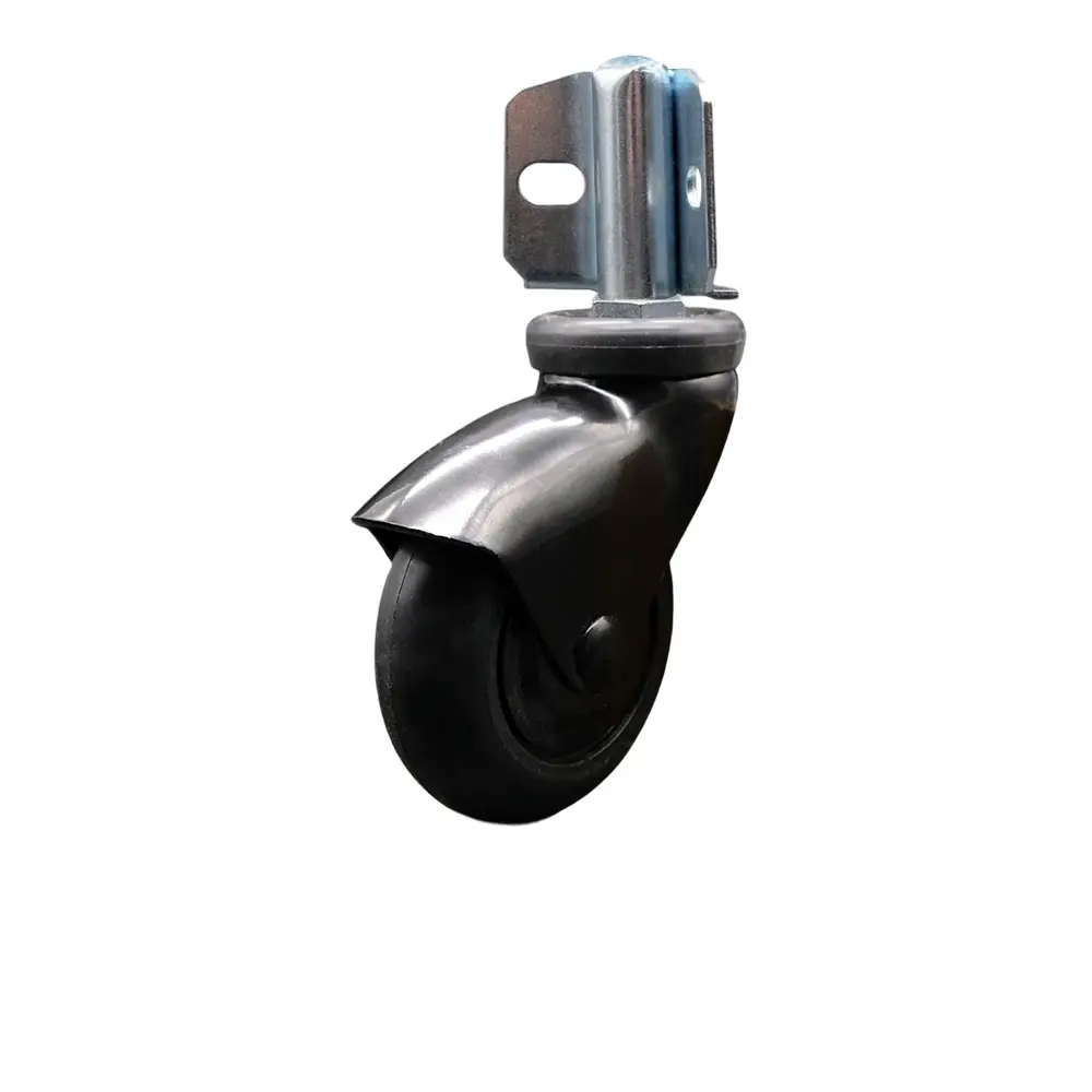 3 Inch Swivel Caster Wheels for Furniture - Black Hooded Neoprene Rubber Wheel with Corner Mount Bracket - 75 lbs. Per Caster - Service Caster Brand