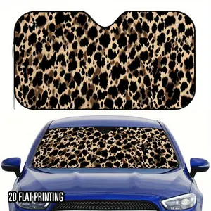 1pc Leopard Print Car Sunshade- Foldable Front Windshield Cover, Reduces Heat and Prevents Glare, Stylish Car Interior Accessory, Perfect Gift for Parents, Cute Car Sunshade, Durable Louvered Design. Material