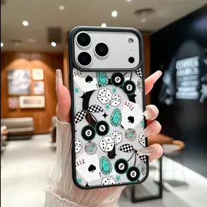 Western Bohemia Phone Case for iPhone 11 12 13 14 15 16 17 Pro Max/Plus/Air |   8 Ball Cherry Cards MagSafe |   Shockproof Slim Cover