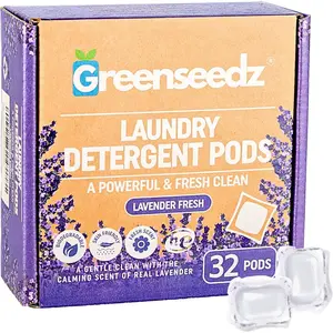 Laundry Pods, Fresh Lavender Scent, 32 Pacs, Eco Friendly,, Biodegradable, HE Compatible