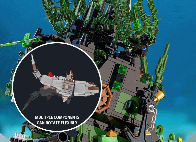 Deep Sea Megalodon Building Set, 1,014+ Pieces, Underwater World Marine Life Model Kit, High Difficulty Collectible Display Assembly Toy for Adults, Creative Gift for Ocean Enthusiasts