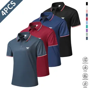 4-Pack Men's Summer Regular Fit Short Sleeve Golf Shirts for Gym, Fishing, Camping, Summer Gifts for Husband or Boyfriend.