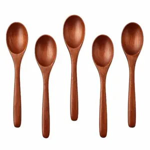 6PCS Wooden Spoons Set 6 Inch – Small Natural Wood Spoons for Coffee, Tea, Jam, Sugar, Ice Cream, Honey, Dessert & Bath Salts