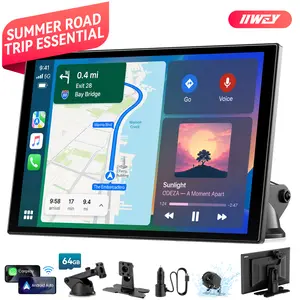 【Pro Edition】11in Wireless CarPlay & Android Auto Screen for Car, IIWEY iK11Pro, Full Laminated HD Touchscreen, 4K Dash Cam, 1080P Rear Camera, 5GHz WiFi, Bluetooth 5.0, FM/AUX, Phone Mirroring, Voice Control, 64GB Card Included