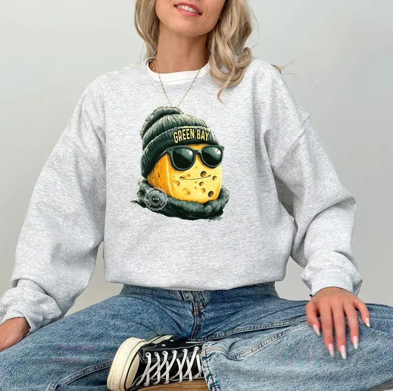 Green Bay Mascot Sweatshirt: Football Packer Graphic, Cozy Game Day Crewneck, Cheeshead Sweatshirt