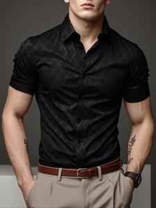 men's argyle print short sleeve shirt, regular fit casual comfortable breathable button front shortsleeve collared top for summer, fashion men's clothes for daily wear, menswear, fathersdaygift, casual stylish summer clothes