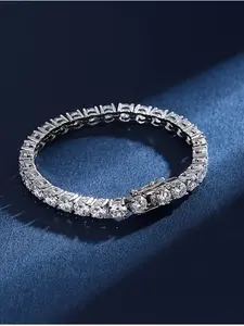 Elegant Tennis Bracelet with Moissanite Design, Perfect for Weddings, Birthdays, Anniversaries, Holiday Gifts, High-Quality Jewelry, Exquisite Trendy Bracelet