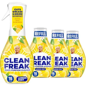 Multi Surface Cleaning Spray, Deep Cleaning Mist Starter Kit and Refill Bundle, Lemon Zest Scent, 64 fl oz