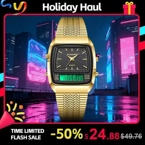 Fashion Multifunctional Roman Retro Dual Time Zone Watch, Waterproof & Scratch-Resistant Digital Casual Watch with Luminous Display, Perfect New Year Gift