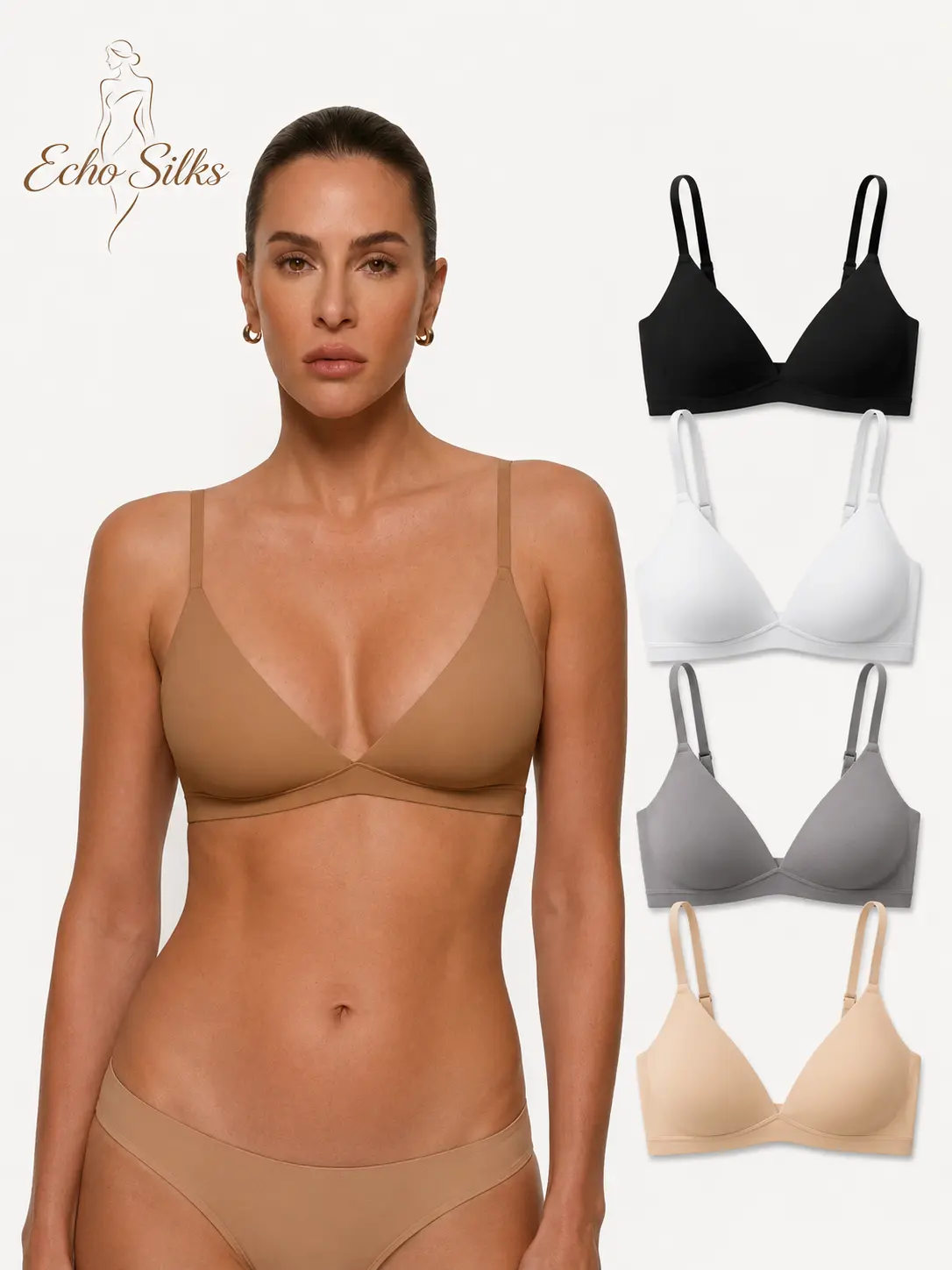 Women's Triangle Bra, Low-Cut Liner-Free Seamless Wireless Bra, Sexy and Comfortable springstatements lingerie Minimizer