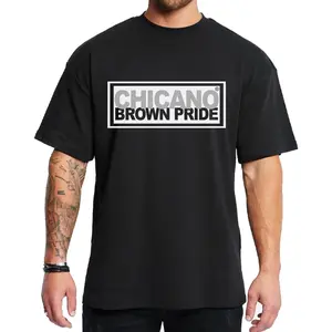 Chicano Brown Pride Square Design Unisex Hoodie Medium Heavy Sweatshirt for Men & Women Streetwear 50% Cotton 50% Polyester Loose Fit - Menswear, Fabric 2203