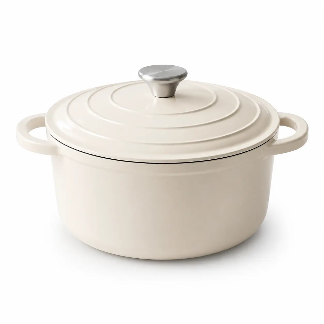 5 QT Cream White Enameled Cast Iron Dutch Oven with Lid, Dual Handles, Heavy-Duty Round Casserole Cookware for Soup, Stew, Home Kitchen Use