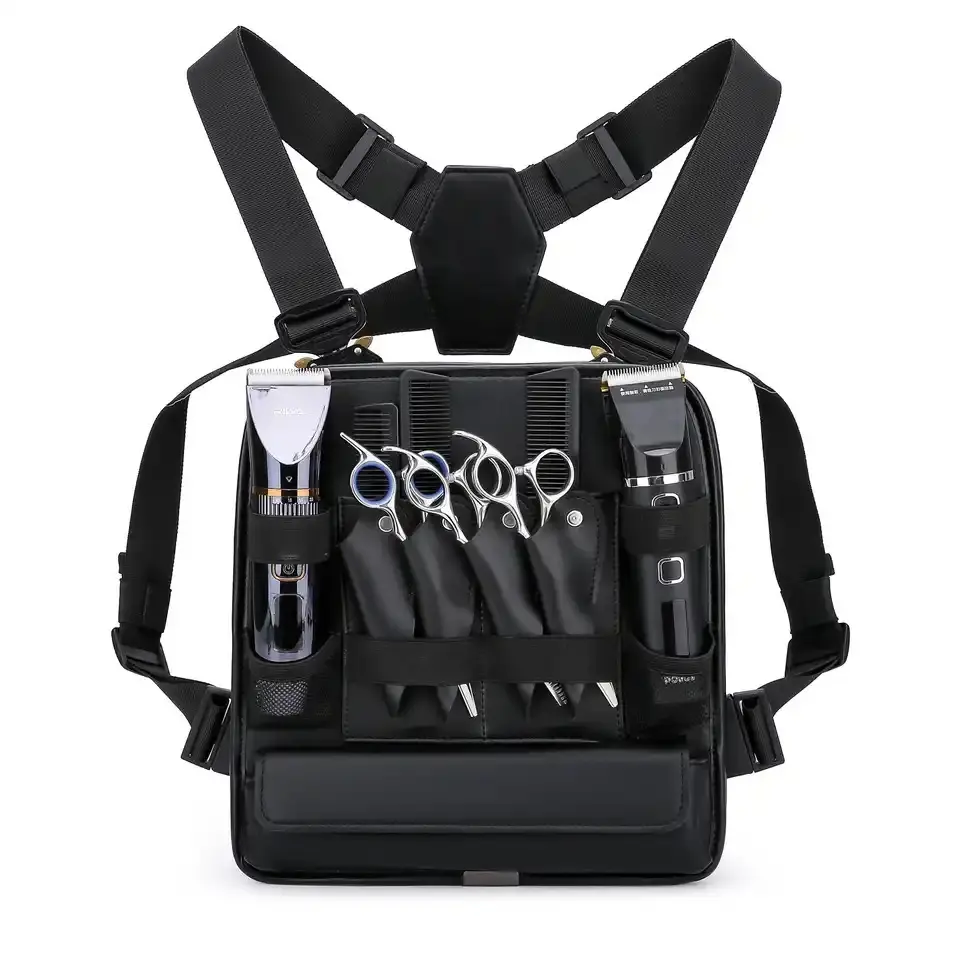 Choppo Vest - Durable Leather Chest Rig for Barbers, Braiders, and Locticians - Pouch