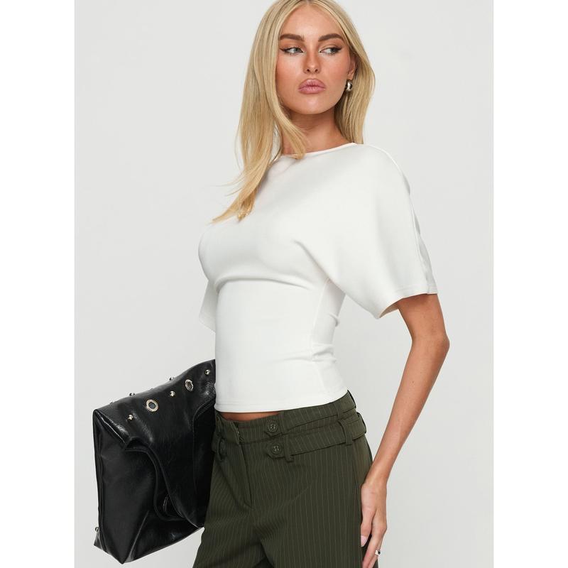 Arazia Cinched Short Sleeve Top White