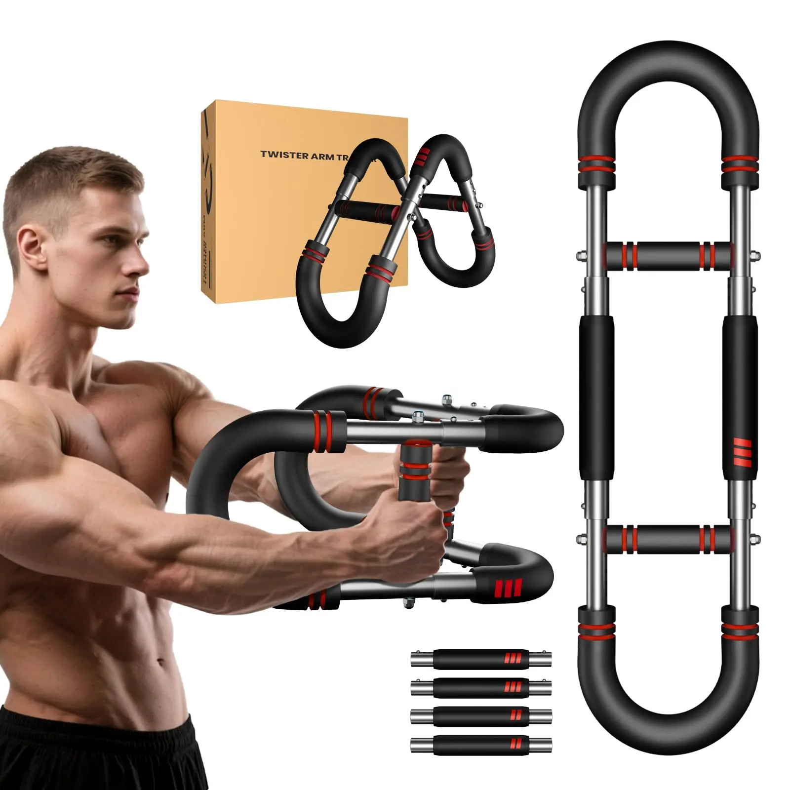 Twister Arm Trainer - 3 Adjustable Levels Arm Trainer, 9 Resistance Levels Strength Training Workout Equipment for Men & Women, Detachable Portable At Home Gym Equipment for Home Gym Workouts & Office Use