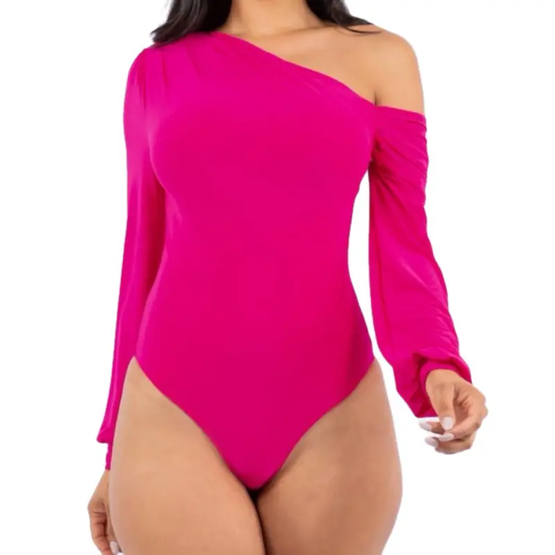 Emma Bodysuit - features a draped design with pleats, adding a touch of sophistication.This bodysuit is crafted from 92% Polyester and 8% Spandex, ensuring a comfortable fit.The material blend offers both style and flexibility.Perfect