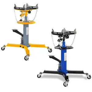 1322LBS Hydraulic Transmission Jack, 2-Stage High Lift Telescoping Jack 33.5"-69" Lift Range, Heavy Duty Car Truck Garage Jack with NBR Non-Slip Pad, Foot Pedal & 360° Swivel Wheel, Yellow / Blue