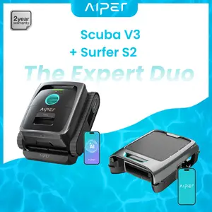 (2026 New) AIPER Experts Duo: Scuba V3 & EcoSurfer S2, 360° Top-to-Bottom Cleaning, 7 Day Hands-Free Care, 10x Faster Pool Cleaning with AI Patrol, Smart Parking & Water Quality Maintenance