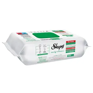 Sleepy Easy Clean All Purpose Cleaning Wet Wipes, Disposable Multi Surface Cleaner Towel 8.5" x 10" Large and Thick, White Vinegar and Bicarbonate Based, 100 per Pack, White Soap Additive Extra Clean