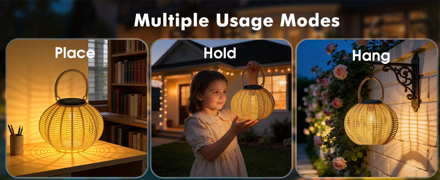 Solar Garden Light, 2 Pack Solar Handmade Woven Rattan Pumpkin-shaped Lantern, Outdoor Solar Garden Light, Waterproof Solar Light, Suitable for Patios, Yards, Porches, Pathways, Decorative Lighting