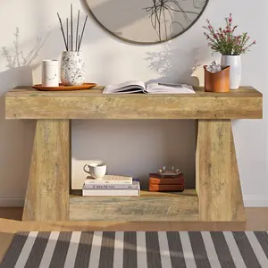 Farmhouse Console Table with Storage, 63inch Rustic Sofa Table for Entryway, Narrow Long Sofa Table Behind Couch, Console Table for Living Room, Hallway—Versatile Storage Solution