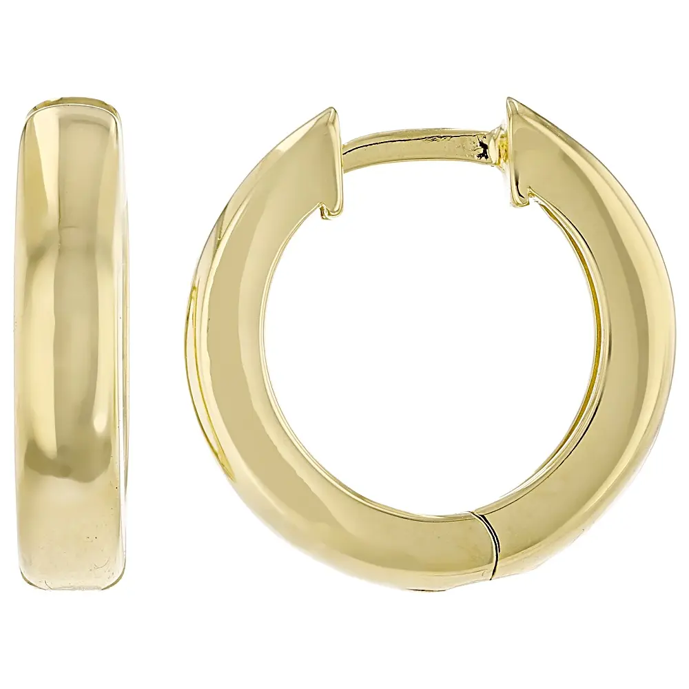 JTV 18k Yellow Gold Over Sterling Silver 0.25" Huggie Hoop Earrings
