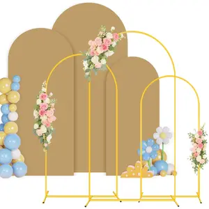 Arch Backdrop Stand and Cover Set of 3 (7.2FT, 6.6FT, 6FT) Balloon Wedding with Backdrops Covers Spandex Chiara Backdrop Stands for Parties Brown Arch Stand Cover for Birthday