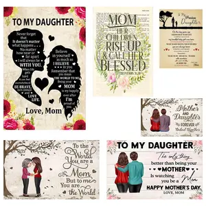 Mother & Daughter Forever Canvas Wall Art Classic Family Poster for Home Living Room Office Decor Eco-Friendly Fade-Resistant UV-Protected Artistic Decoration