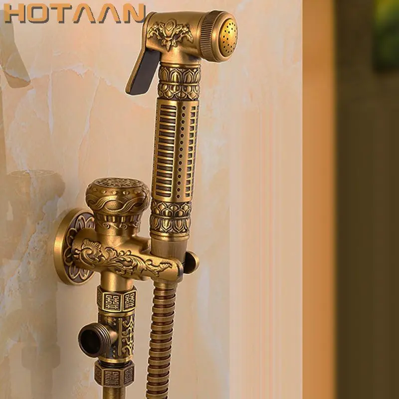 HOTAAN . Modern Antique  Brass Bathroom Bidet Faucet Exquisite Carved With Hand Sprayer Gun bathroom accessory 5189