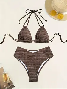 Women Summer Beach Casual Holiday Sexy  Special Material Underwire Fashionable 2 Pieces Bikini Set Swimsuit For Beach