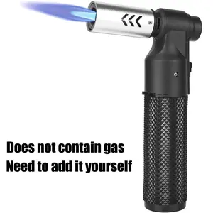 Outdoor Windproof Torch Lighter, Portable Jet Flame Lighter, Refillable Adjustable Torch Lighter for Camping Baking Soldering Cooking Welding BBQ(Without Butane Gas)
