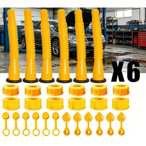 6-Piece Gas Can Spout Nozzle & Vent Kit, Replacement Spouts for Plastic Gas Cans, Compatible with Old Style Caps, Easy to Install