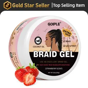 Strong Hold Braiding Gel 8.8oz - Extra Hold for Braids, Twists & Locs - High Shine, No Residue, Smoothing & Frizz Control - Strawberry Scented Edge Control Gel