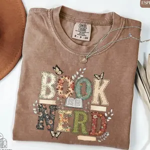 Comfort Colors  Book Nerd Shirt, Book Lover Gift, Floral Bookish Shirt, Reader Shirt, Spring Reading Shirt, Book Club Shirt, Book Nerd Gift - Lauriel Designs