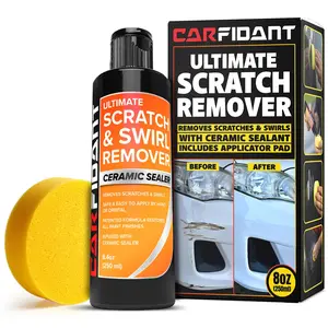 Car Scratch Repair and Swirl Remover Kit, 8.4 fl oz Paint Restorer Compound with Buffer Pad, Polishing and Waxing Solution for Removing Light Scratches and Surface Marks on Vehicles