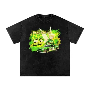 Pixie Hollow Racers Tink movie tee Retro Washed Unisex T-shirt Vintage Graphic casual streetwear apparel Oversized Heavyweight Cotton T-Shirts unisex Soft