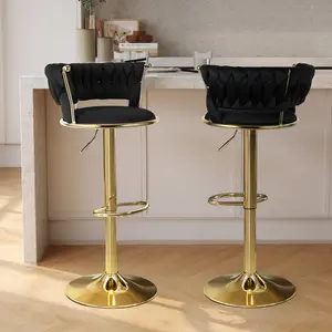 2PCS Modern Velvet Bar Stools, Soft Dutch Velvet, 360° Swivel Height Adjustable Bar Chairs for Kitchen Island,Bar Pub Luxanimarion