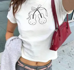 Baby Tee Miffy Bunny Cherry Ribbon Bow Baby Tee Miffy Y2K