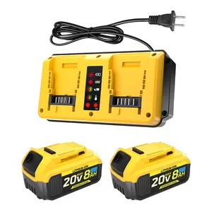 2 Packs 20Volt 8.0Ah Replacement Batteries  with charger for De-walt 20v Max Battery DCB201 200 204 206 203, Compatible with De walt 20v Battery and for Dewalt 20v Tools TikTokShopBlackFriday