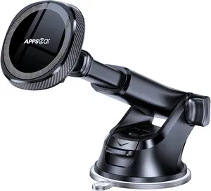 for MagSafe Car Mount, Magnetic Phone Holder for Car Dashboard Windshield, Suction Cup Holder with Telescopic Arm, Magnetic Cell Phone Mount for iPhone MagSafe Case, Charging Not Supported
