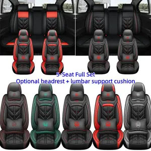 Premium PU Leather Car Seat Covers, Universal Fit for 95% 5-Seater Vehicles, Breathable Anti-Scratch Auto Seat Protectors, Optional Pillows, Car Seat Cushion