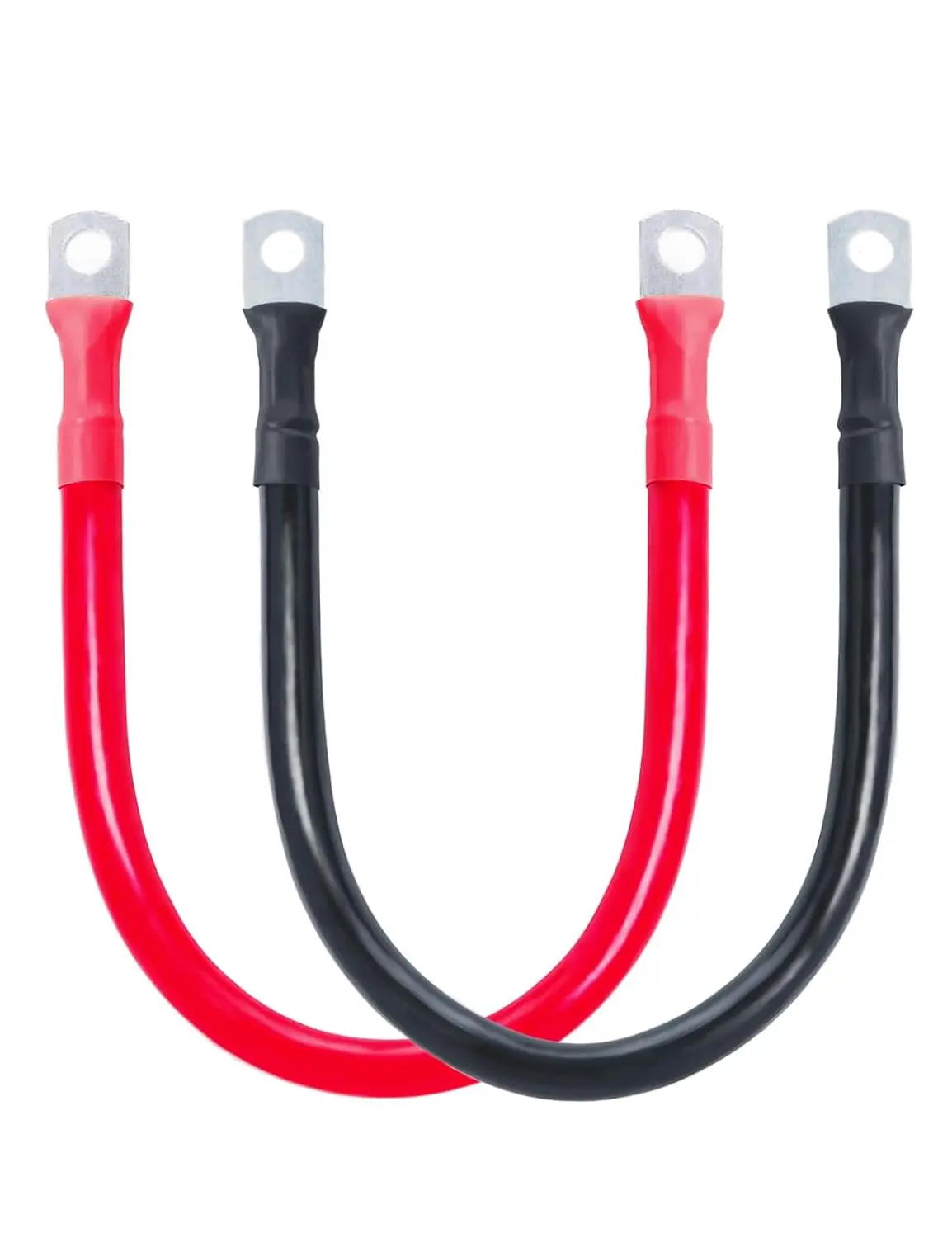 ECO-WORTHY 2AWG Battery Cable with 5/16'' Lug Terminals 12inch Cables Set Tinned Copper Battery Inverter Cable for Car, Truck, RV, Solar
